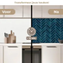 Visgraatmotief - Tegels - Diepblauw keuken achterwand 2 middel 871 -voor-na2_NL
