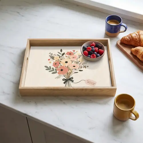 Bloemen - Quote - Beige - Lint Dienblad Rechthoek middel -sfeer2