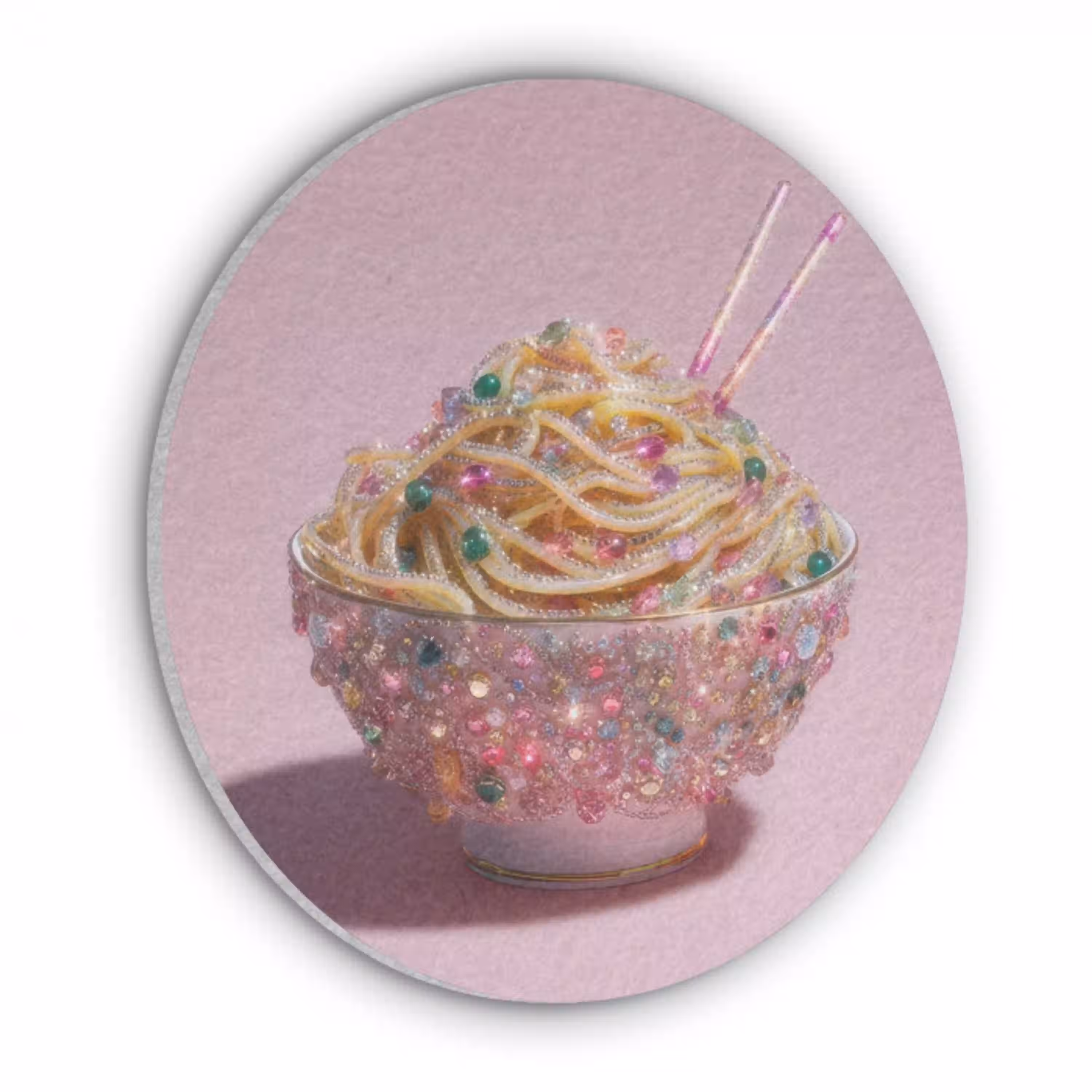 Noodles - Edelstenen - Stokjes - Roze Akoestische PET Vilt - Rond klein -3d