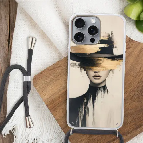 Vrouw - Hoed - Verf Hoesje iPhone 16 Pro Max met koord klein -sfeer4