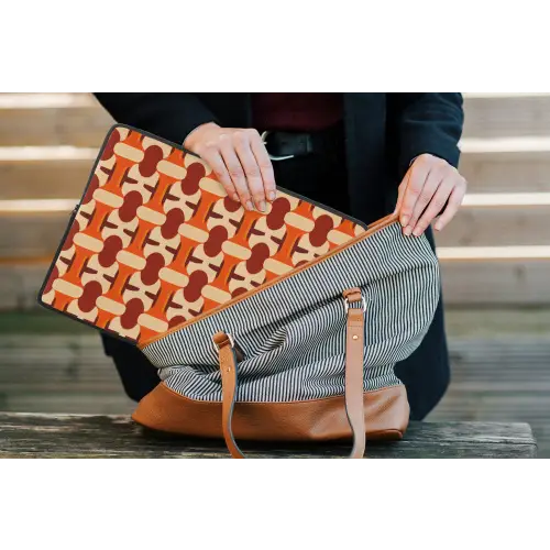 Geometrisch - Retro - Oranje laptophoes neopreen klein 279 -tas