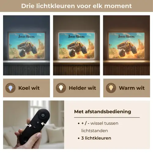 Monstertruck - Kind - Jongen - Auto Light Box met batterij (Wandlamp kind) middel -USP_lichtkleurNL