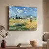 Landschap - Strobalen - Bergen - Wolken Textielframe zwart klein -sfeer3