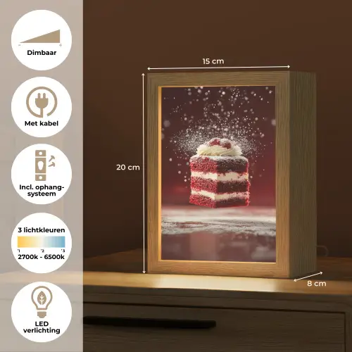 Rode - Velvet - Taart - Eten Light Box met kabel (Tafellamp) klein -USP_NL