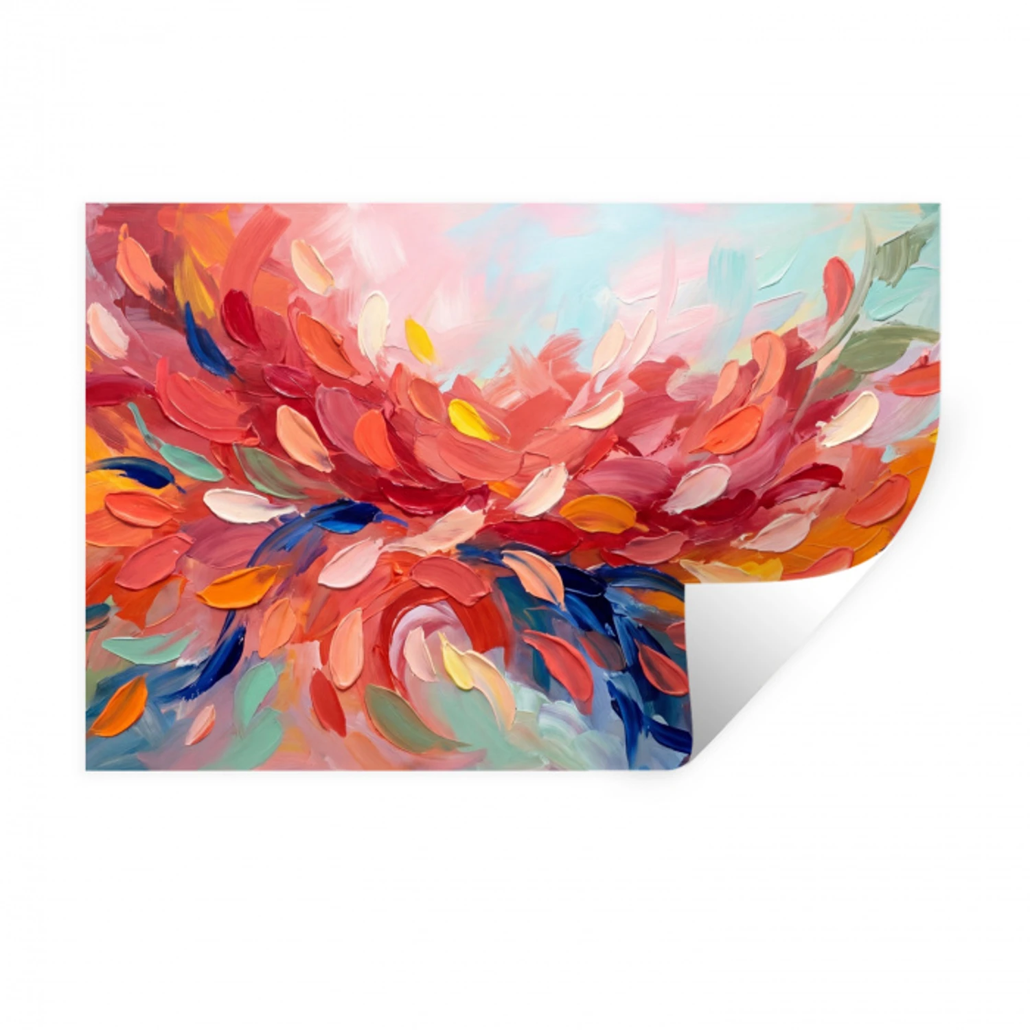 Bloemen - Abstract - Kunst - Modern Muursticker klein -3d