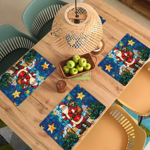 Kerstman - Glas - Kleurrijk Placemat vinyl groot -zzsfeer5_Kitchenyeah-website