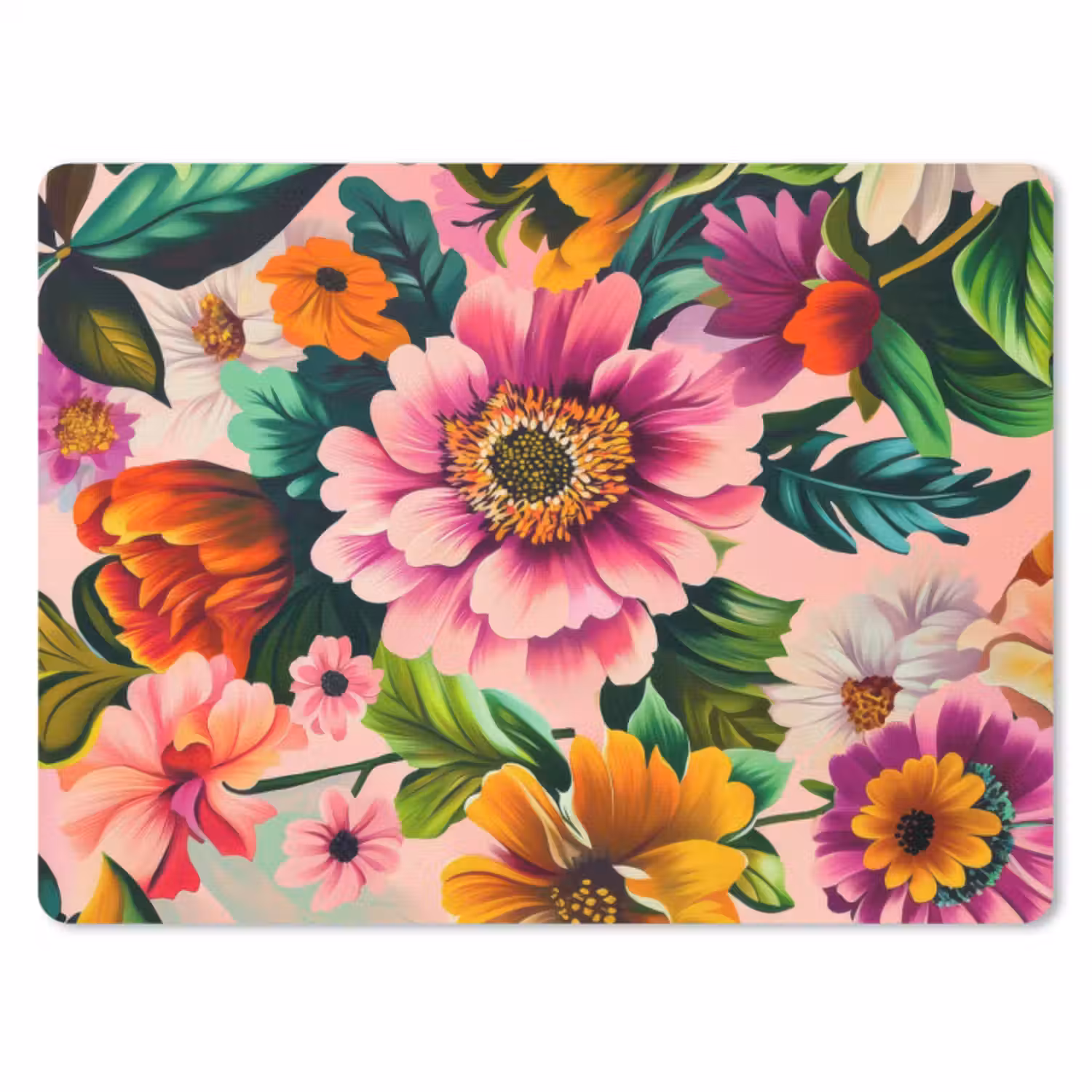 Muismat - Bloemen - Kleurrijk - Roze
