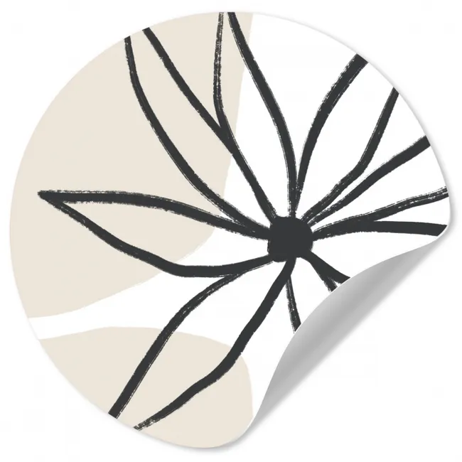 Bloemen - Minimalisme - Pastel Wandcirkel behangsticker klein -3d