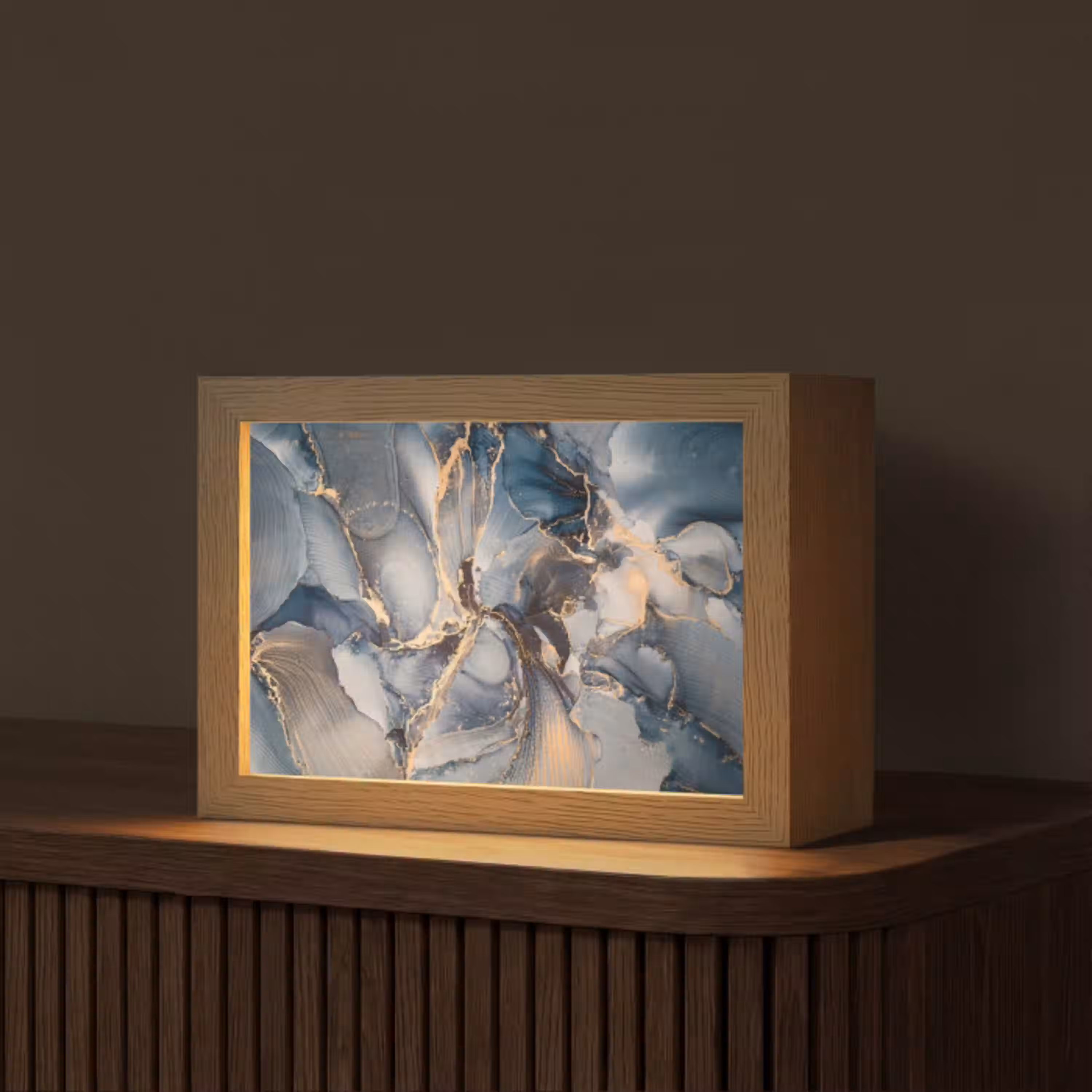 Marmer - Grijs - Blauw - Luxe - Goud Light Box met kabel (Tafellamp) klein -z3d_website