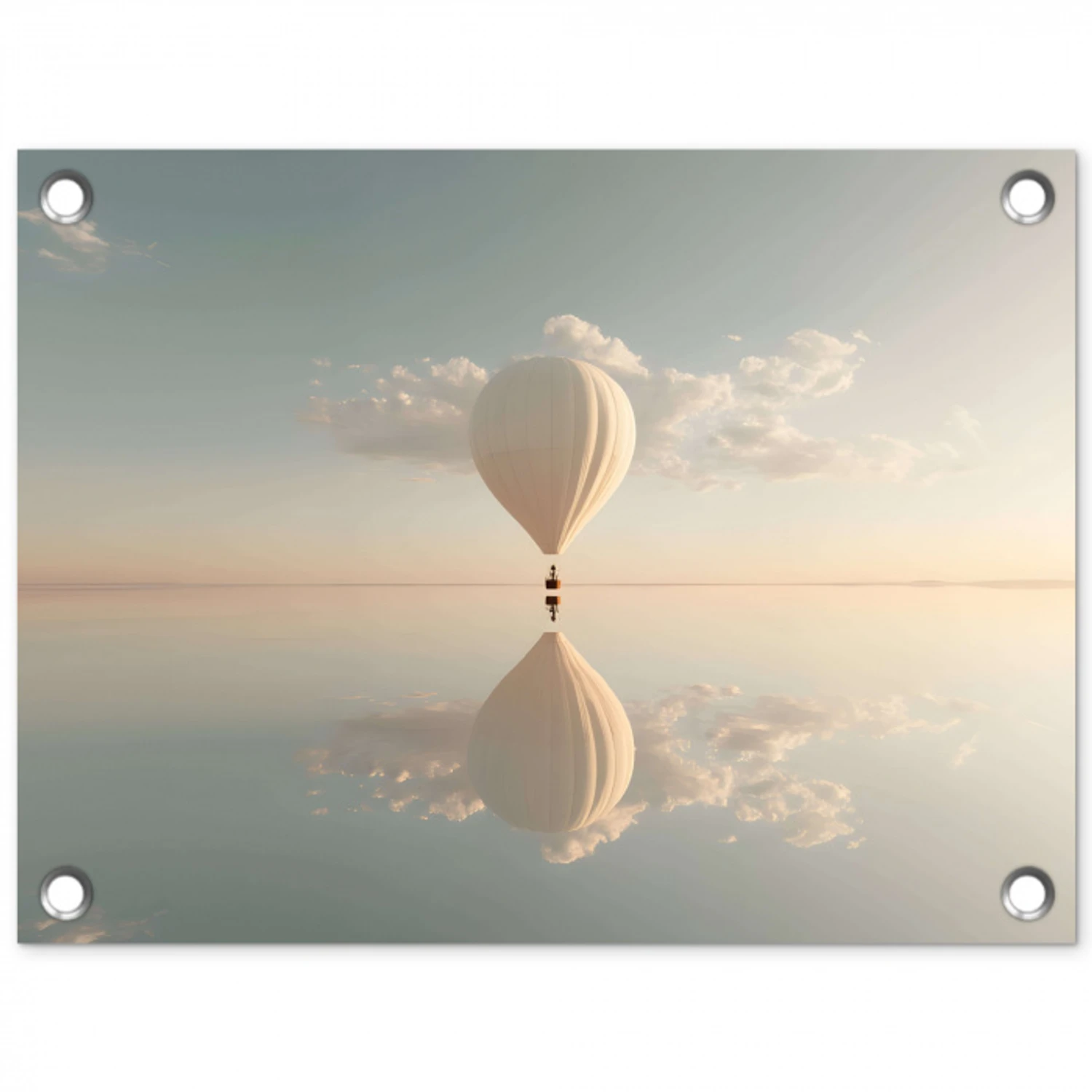 Luchtballon - Wolken - Water - Blauw tuinposter los doek klein -3d