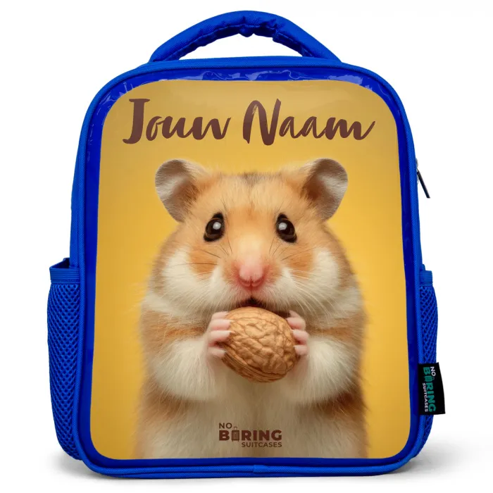 Hamster - Walnoot - Dier Kinderrugzak - Blauw middel -3d