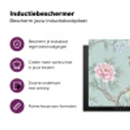 Vogel - Bloemen - Kleurrijk Inductie beschermer vinyl 3mm klein -zzzzzzz-cc-usp