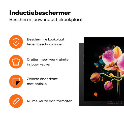 Orchidee - Graffiti - Kleurrijk - Bloemen - Abstract Inductie beschermer vinyl 3mm klein -zzzzzzz-td-ups