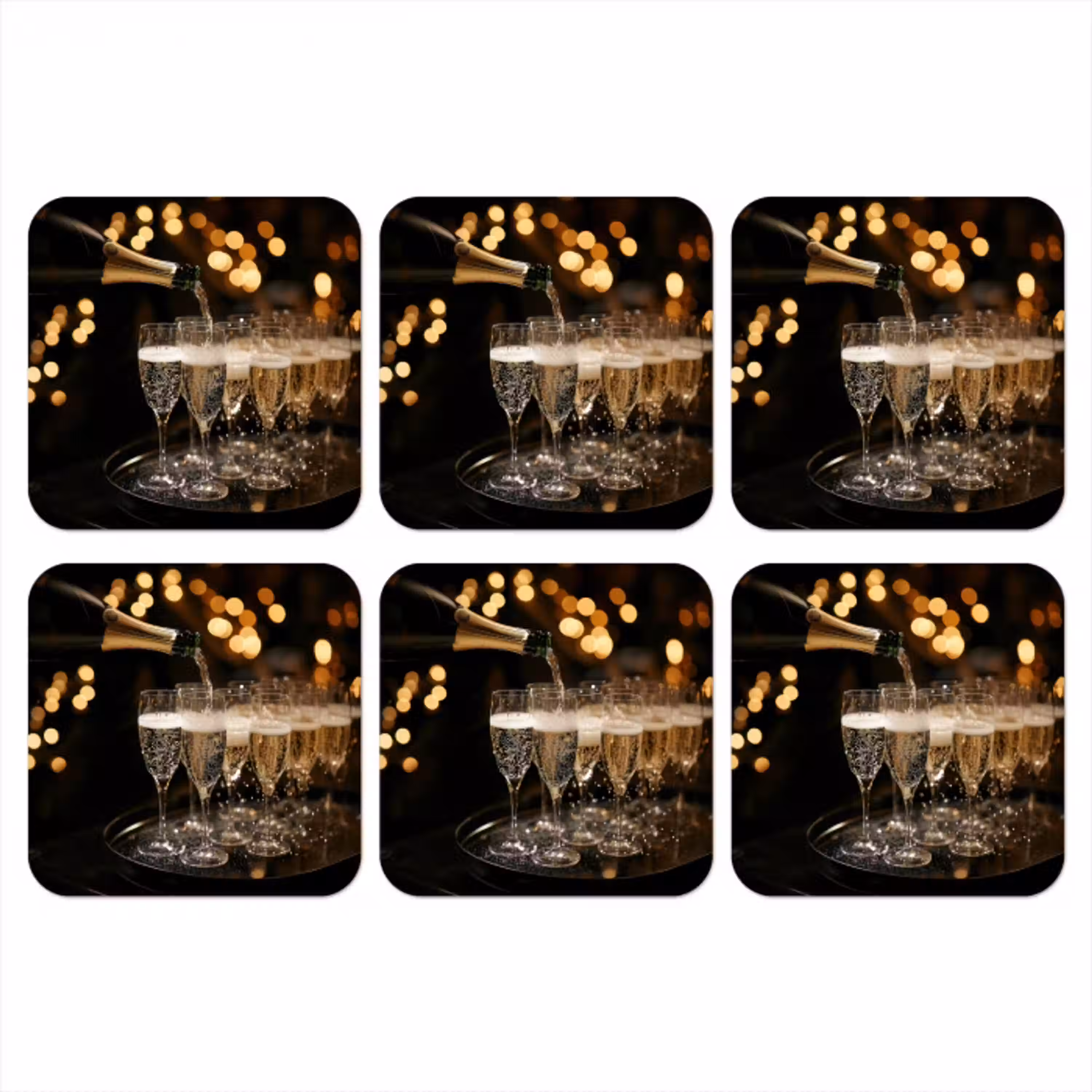 Lichtjes - Champagne - Dienblad - Glazen onderzetter kurk middel -3d