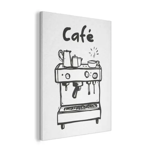 Illustratie - Café - Koffiemachine - Kopjes PET vilt klein -3d