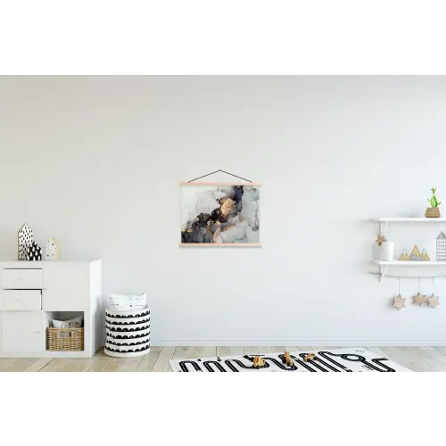 Zwart - Marmer - Luxe - Goud textielposter latten blank klein -kinderkamer