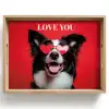 Hond - Hartjesbril - Loveyou - Rood Dienblad Rechthoek middel -z3d_shopping