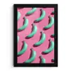 Bananen - Patroon - Blauw - Roze fotolijst zwart zonder passe partout klein -3d