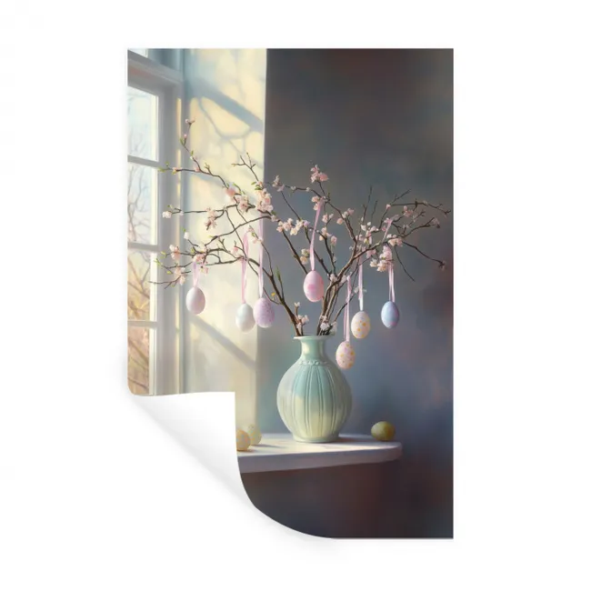 Stilleven - Vaas - Paastak Muursticker klein -3d