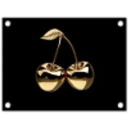 Kersen - Zwart - Goud - Chrome tuinposter los doek klein -3d