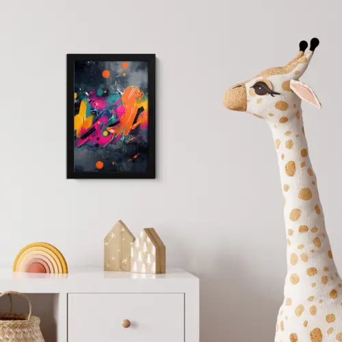 Abstract - Graffiti - Kleurrijk - Verfspatten fotolijst zwart zonder passe partout klein -usfeer4_kinderkamer