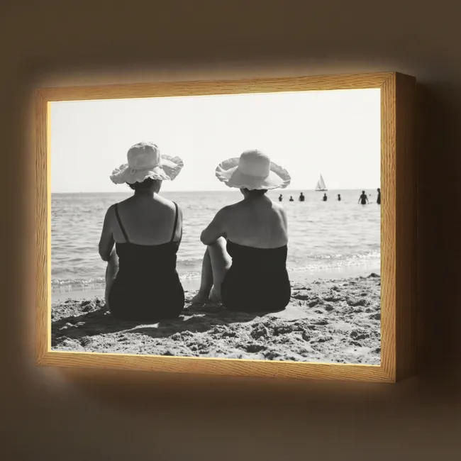 Lightbox - Wandlamp - Vrouwen - Zonnehoed - Strand - Zwart - Wit