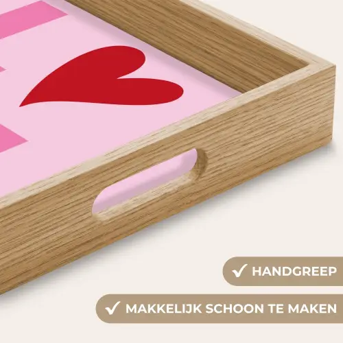 Love - Roze - Hart - Valentijn Dienblad Rechthoek middel -USP_HandgreepNL