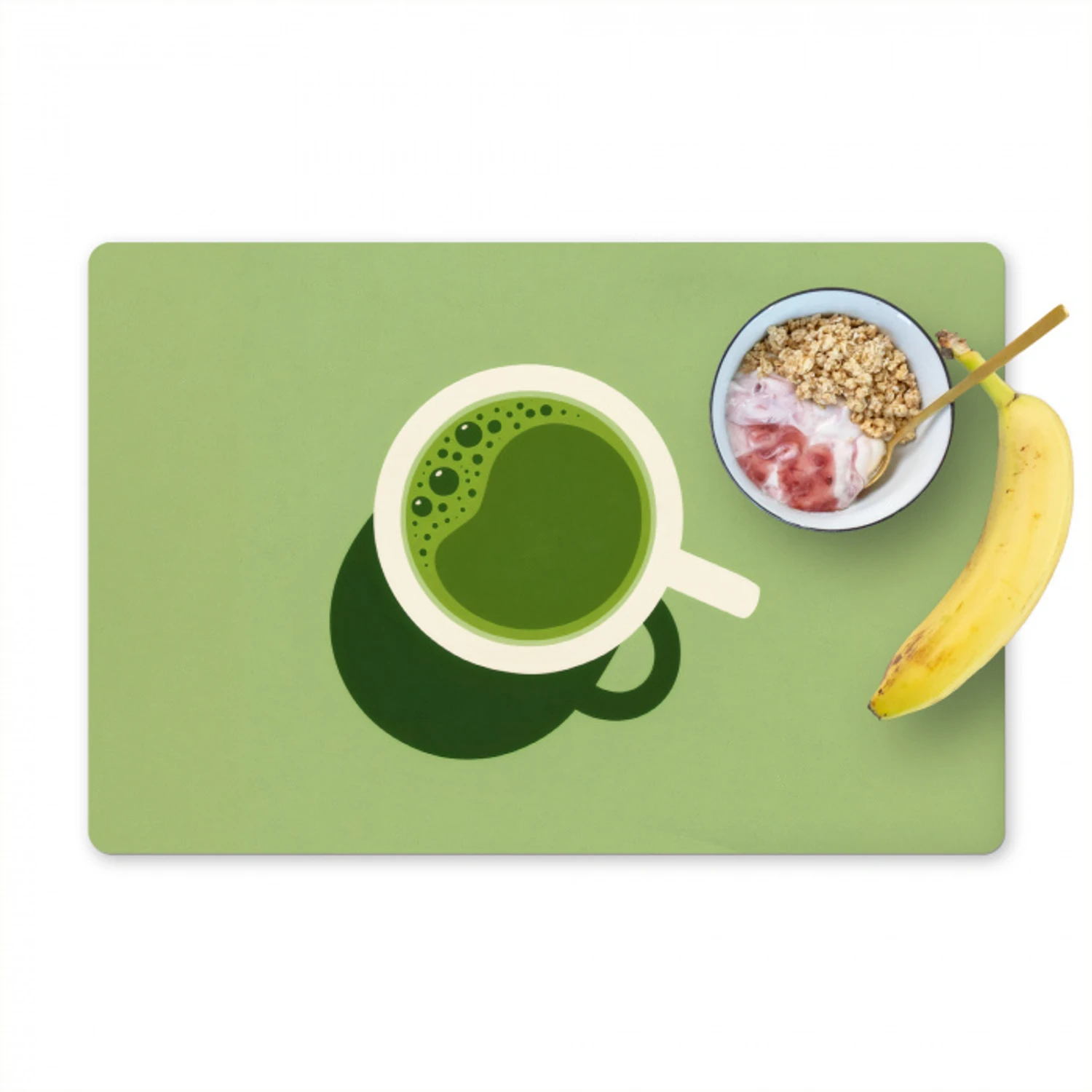 Minimalistisch - Kopjes - Matcha -Groen Placemat vinyl groot -zzzproduct_Kitchenyeah-website