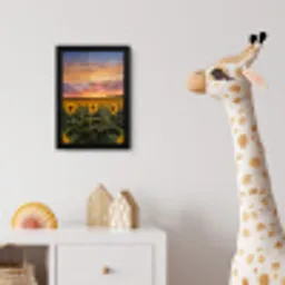 Zonnebloemen - Heuvellandschap - Geel fotolijst zwart zonder passe partout klein -usfeer4_kinderkamer