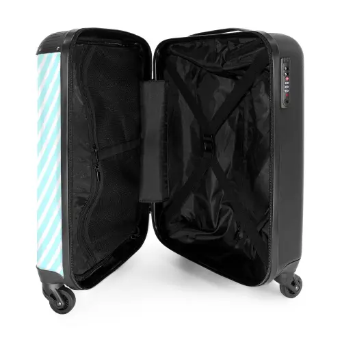 Gestreepte flamingo op rolschaatsen Koffer - NBS - Handbagage middel -binnenkant