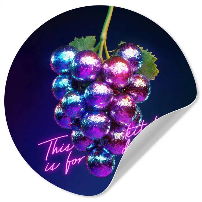 Quote - Neon - Disco - Druiven Wandcirkel behangsticker klein -3d