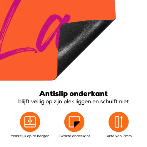 Oh la la - Oranje - Roze - Grafisch Inductie beschermer vinyl 3mm klein -zzzzzzz-td-onderkant