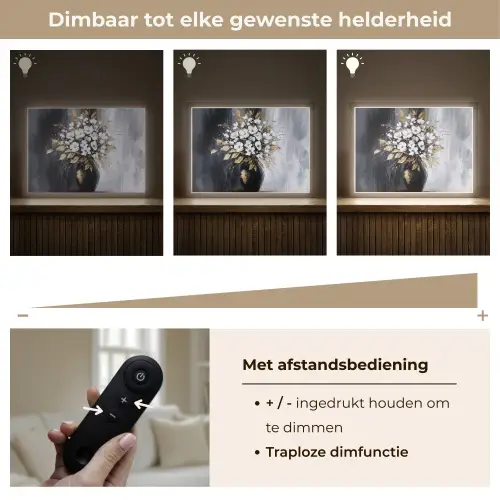 Bloemen - Wit - Vaas - Abstract Light Box met batterij (Wandlamp) middel -USP_dimbaarNL