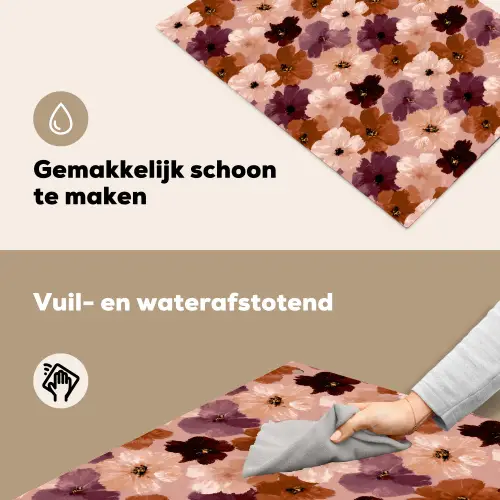 Bloemen - Abstract - Aardetinten Inductie beschemer met haakjes klein 777 -ky-schoon-nl