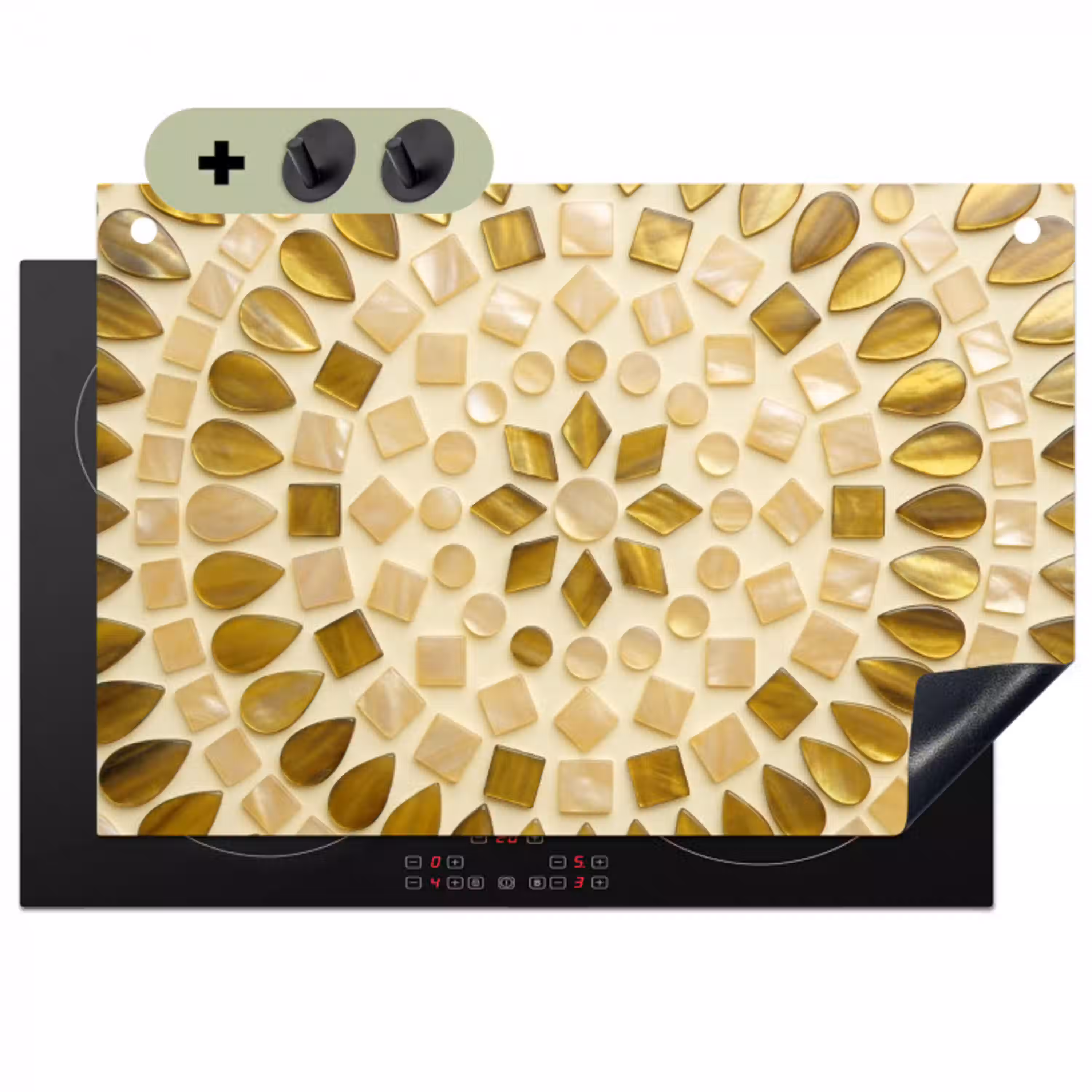 Patroon - Vormen - Mozaïek - Abstract - Goud Inductie beschemer met haakjes klein -3d