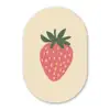 Aardbei - Minimalistisch - Rood - Fruit Wandcirkel Ovaal Glas middel -3d
