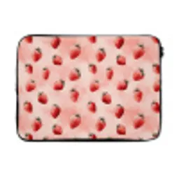 Aardbei - Patroon - Roze laptophoes neopreen klein 279 -3d