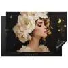 Abstract - Vrouw - Bloemen - Wit Inductie beschermer vinyl 3mm klein -3d