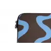 Kronkelende lijnen - Blauw - Bruin - Minimalistisch laptophoes neopreen klein 279 -detail