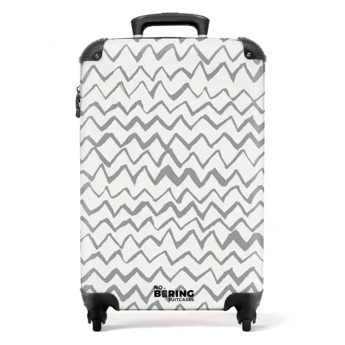 Zigzag penseelstreken in grijs NBS - Handbagage koffer - Kinderen Unisex middel -productfoto_recht