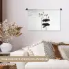 Bladeren - Zwart - Lotusbloem - Minimalitisch Wandkleed katoen klein -sfeer1