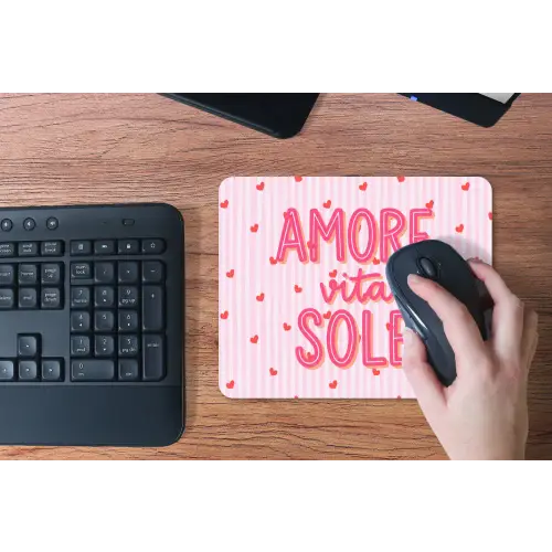 Amore vita sole - Roze - Hartjes muismat rubber klein -toetsenbord