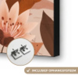 Bloemen - Bladeren - Bruin Textielframe zwart klein 947 -USP_ophangsysteemNL