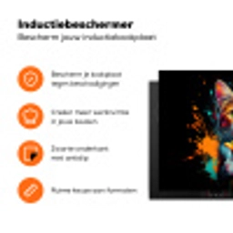 Kat - Eten - Patat - Graffiti - Abstract Inductie beschermer vinyl 3mm klein -zzzzzzz-td-ups