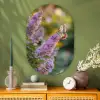 Sierlijke - Vlinder - Paarse - Bloemen Wandcirkel Ovaal Glas middel -sfeer2