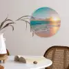 Zonsondergang - Strand - Zee - Zomer - Blauw Wandcirkel kunststof plaat 5mm dik klein -sfeer4