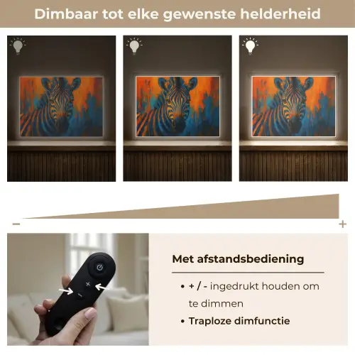 Zebra - Abstract - Blauw Light Box met batterij (Wandlamp) middel -USP_dimbaarNL