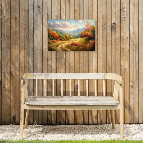 Landschap - Illustratie - Natuur Tuinposter op houten frame 2 cm dik klein -sfeer4