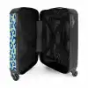 Dierenprints - Panterprint koffer in blauw en pastelgroen NBS - Handbagage koffer - Unisex middel -binnenkant