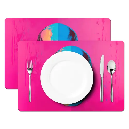 Neon - Blauw - Pop-art - Schedel Placemat vinyl groot -zzsfeer2_Kitchenyeah-website